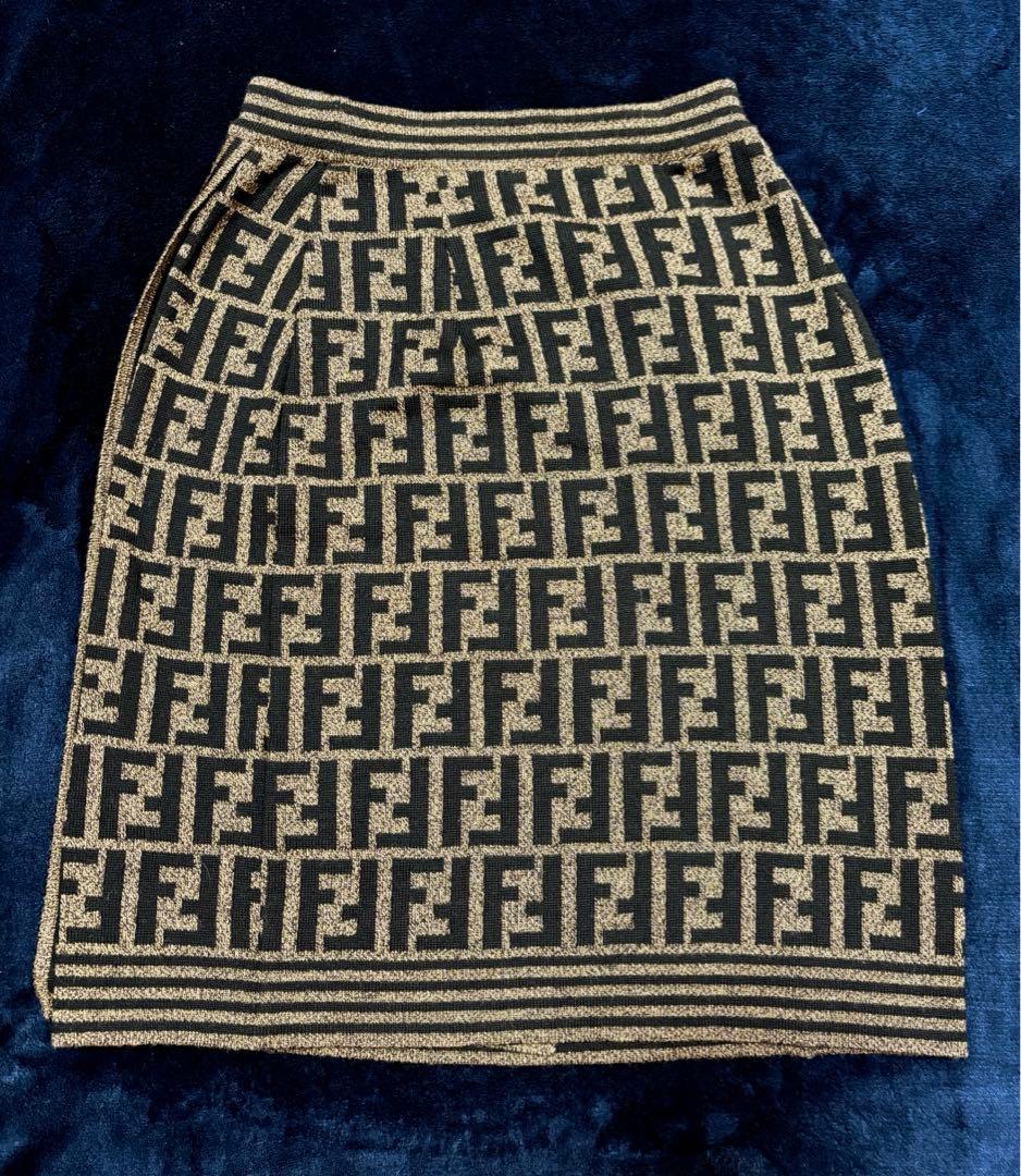 FENDI ヴィンテージ ズッカ柄 FF柄 ニットスカート 38サイズ