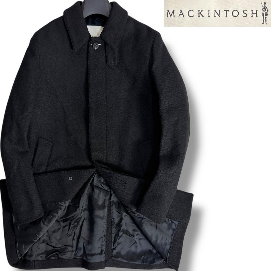 J5018 美品 マッキントッシュ ダンケルドツイードバルマカーンコート 黒36
