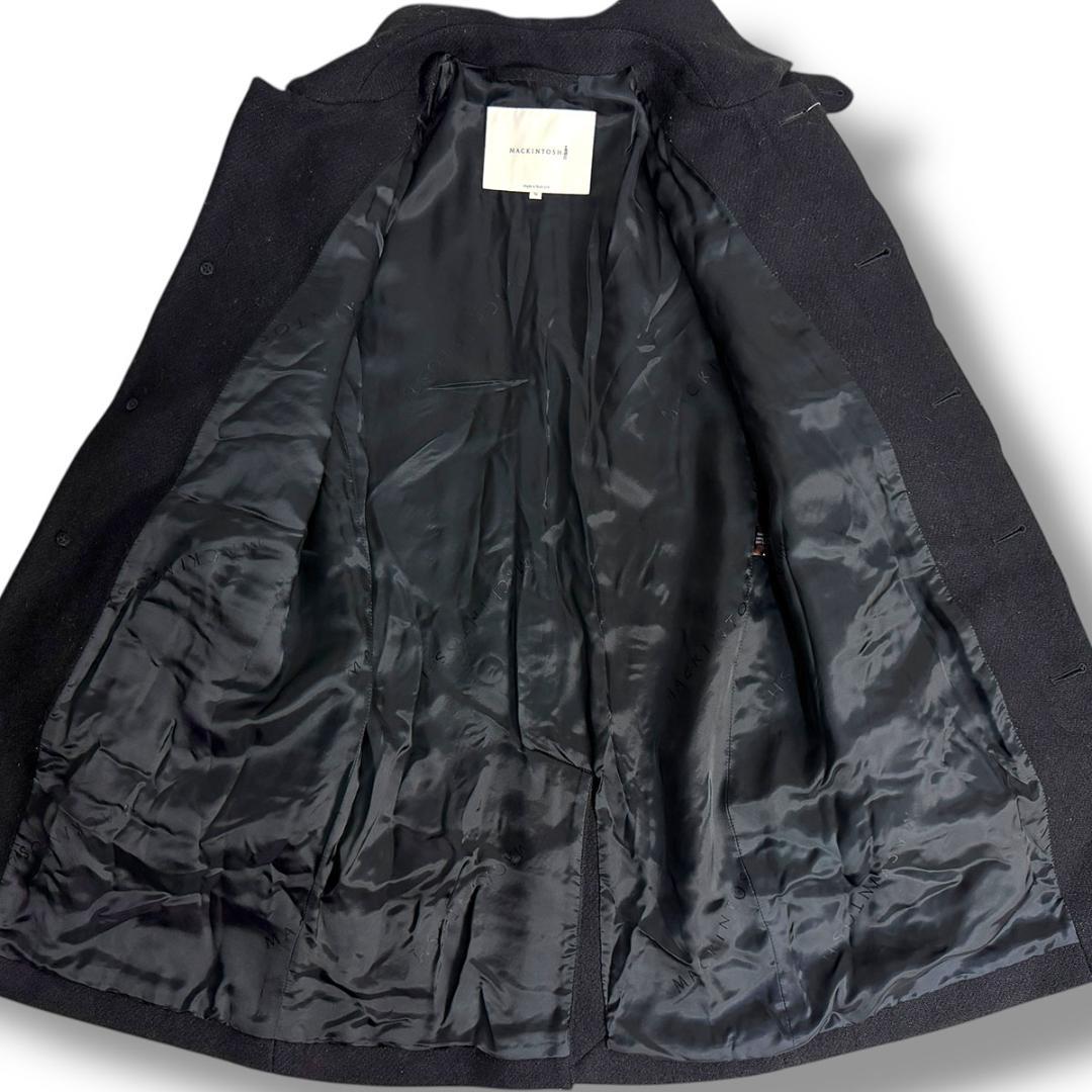 J5018 美品 マッキントッシュ ダンケルドツイードバルマカーンコート 黒36