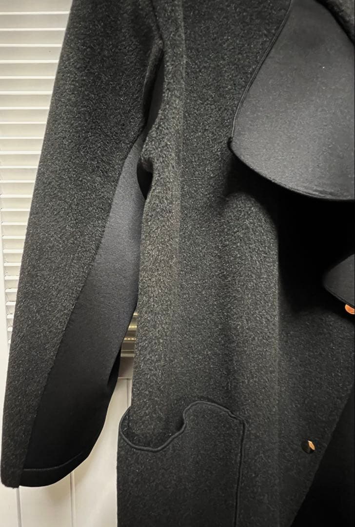 Eimee law ボンディングフリル ビーバーコート 38 スミクロ ブラック