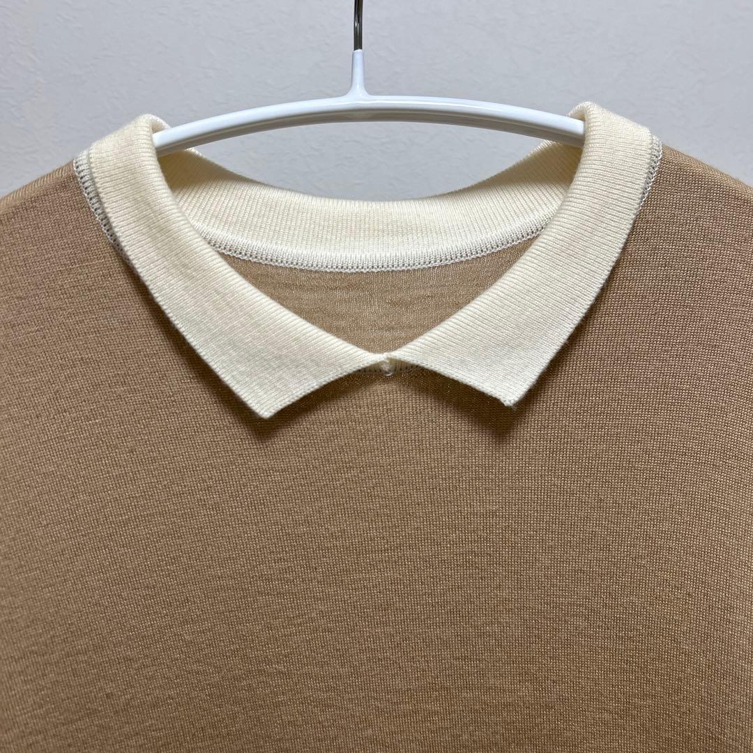 JOHN SMEDLEY ジョンスメドレー バイカラークレリックニットポロ
