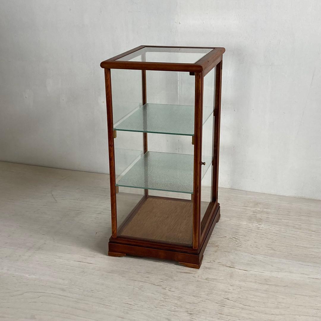 古い木製 ガラスケース 3段 卓上 ショーケース 展示ケース 店舗什器