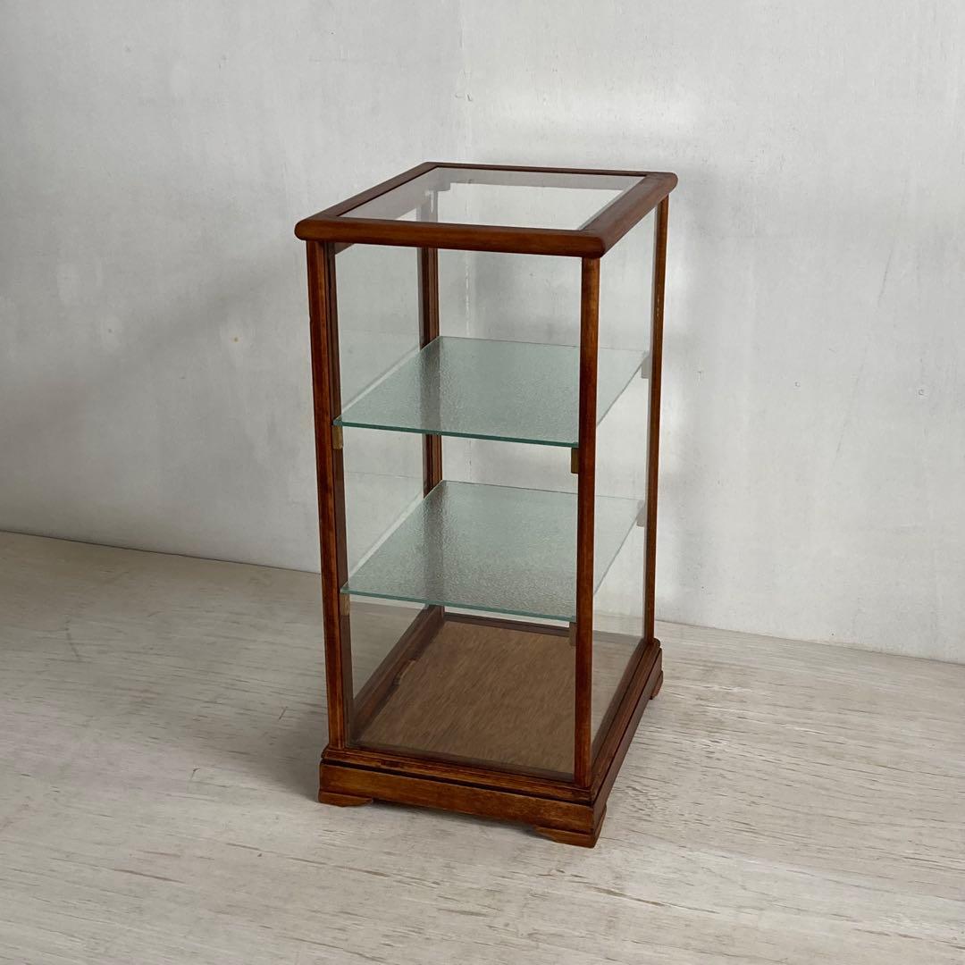 古い木製 ガラスケース 3段 卓上 ショーケース 展示ケース 店舗什器