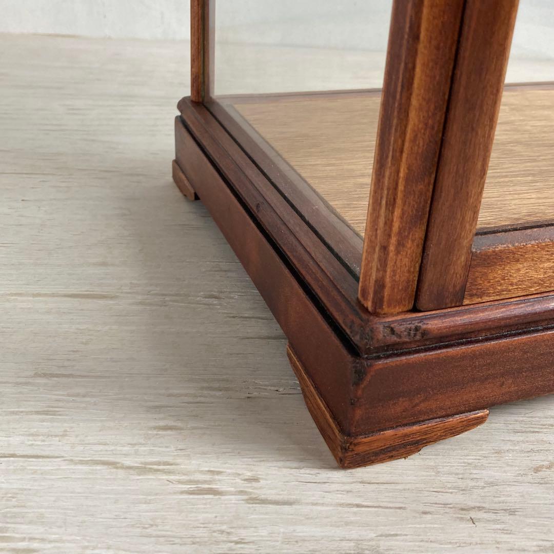 古い木製 ガラスケース 3段 卓上 ショーケース 展示ケース 店舗什器