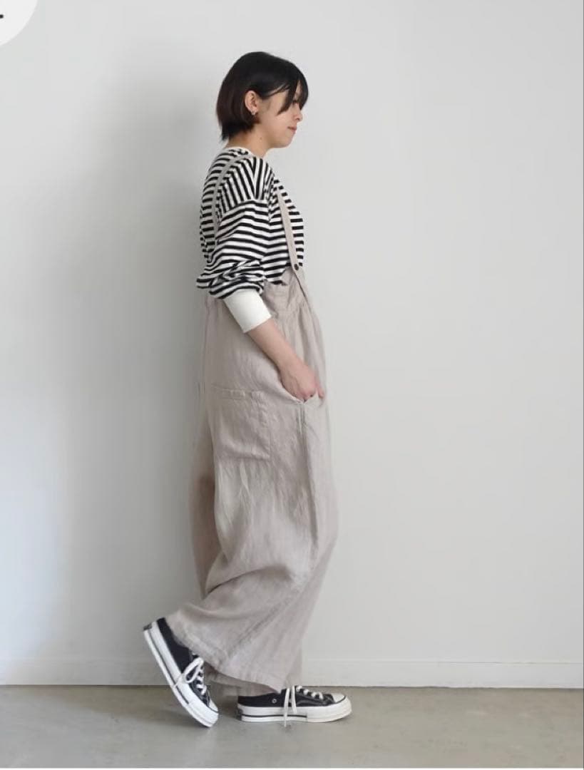 現行品⭐︎定価19,800円 ichi イチ　リネンサロペット　黒