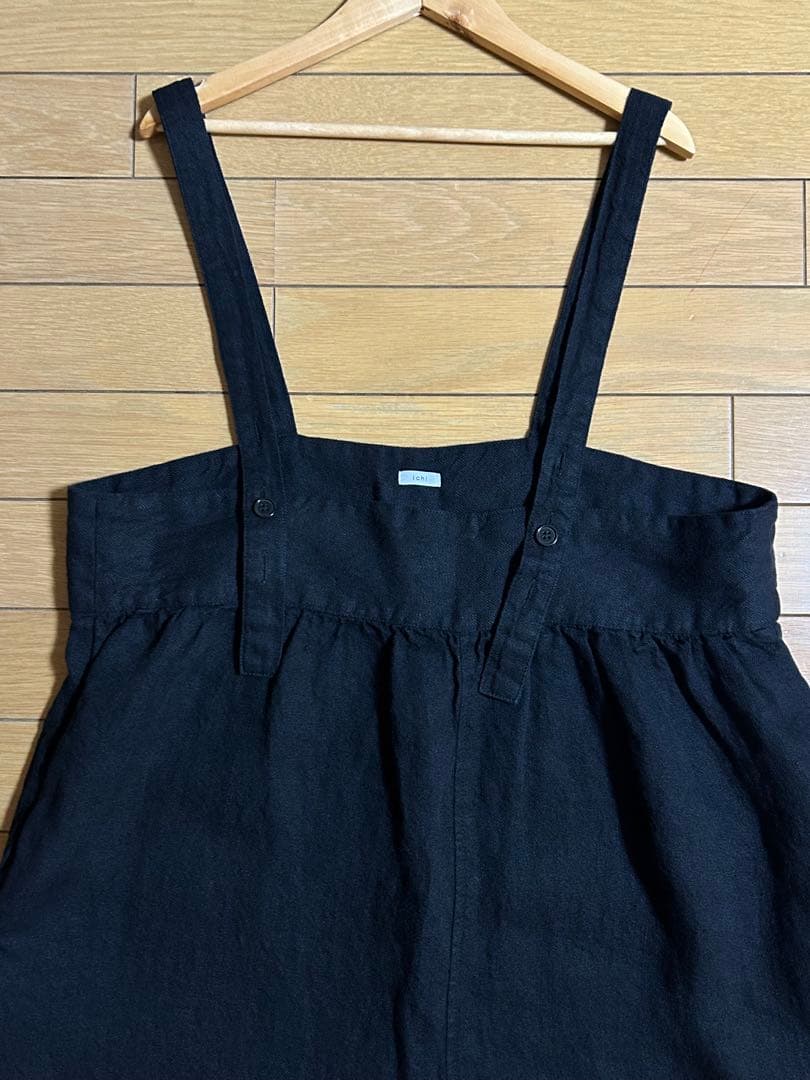 現行品⭐︎定価19,800円 ichi イチ　リネンサロペット　黒