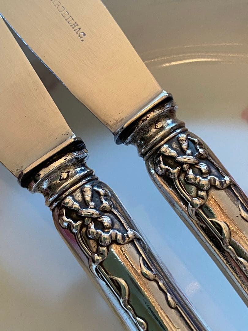 【フランス／カルディヤック】純銀／デザート用３本セット「リュバン」