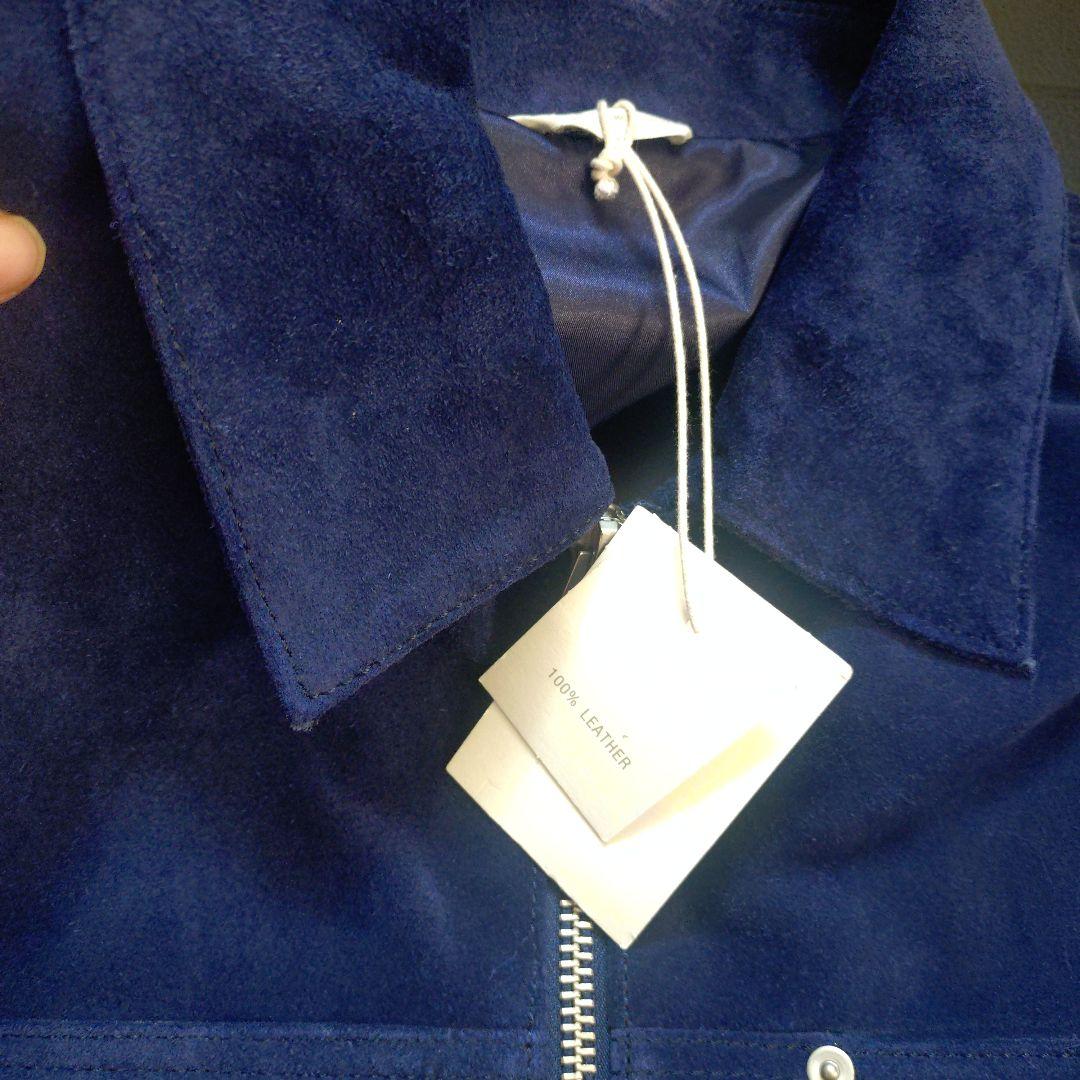 未使用 ZARA 本革 スプリットスエードレザージャケット ネイビーブルー М