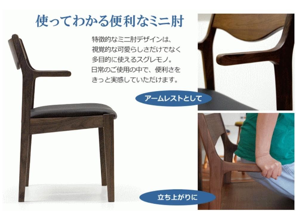 DZ DC MNC　2脚　肘付ダイニングチェア　アームチェア　ブラウン＊ブラック