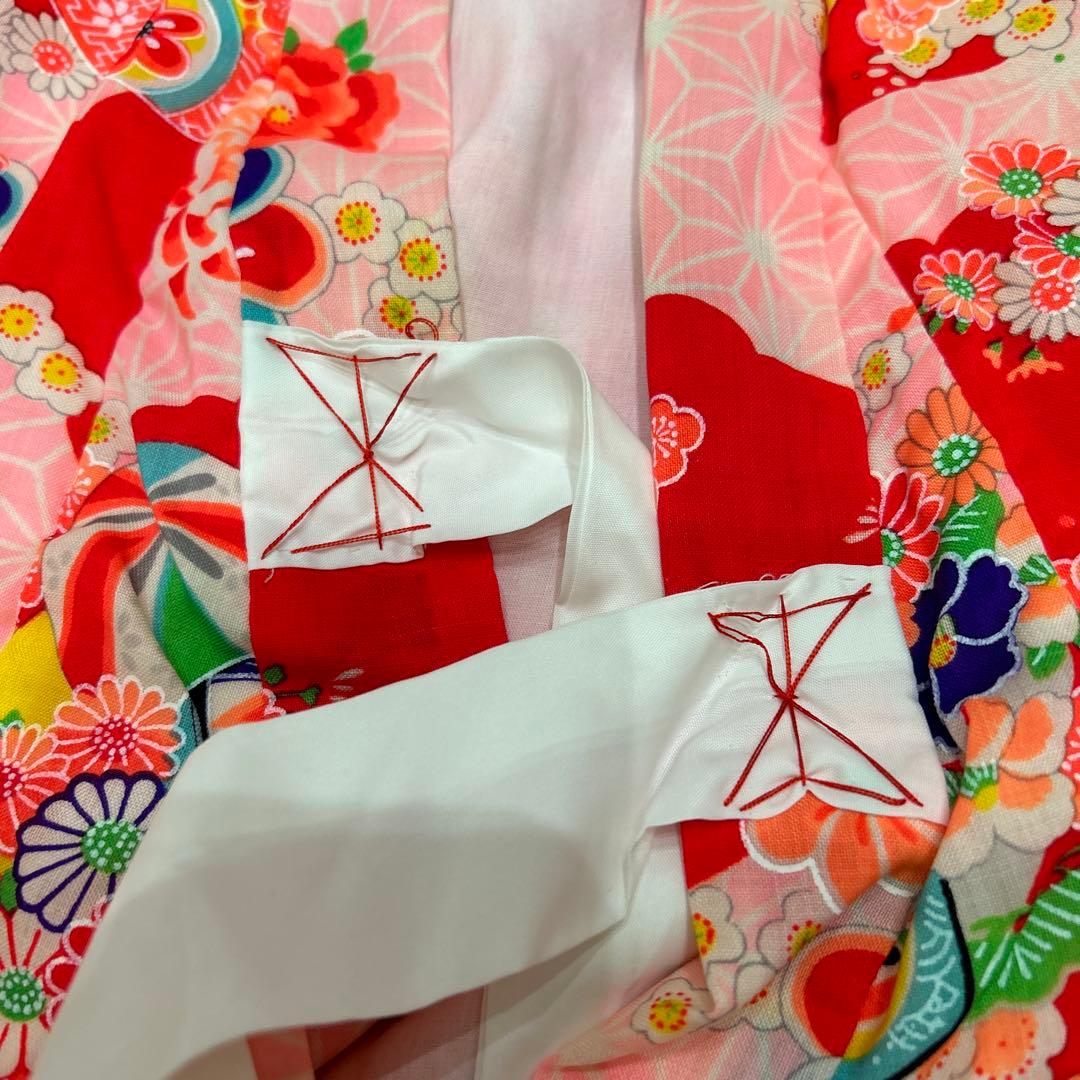 【りあ♡】アンティーク　着物　被布エプロン　友禅染風車　浴衣　帯　セット
