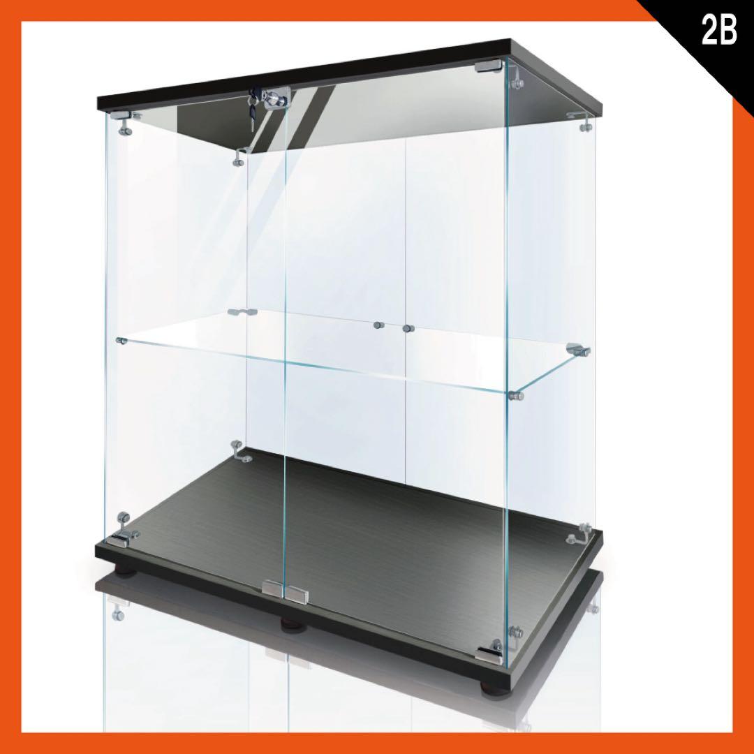 【新品】フィギュア棚　コレクションケース　ガラスディスプレイ　2段ワイド黒