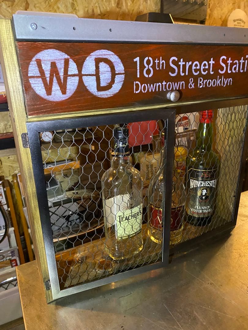 照明付き棚　アメリカン　インダストリアル　ROUTE66 置き型　壁掛け　両用