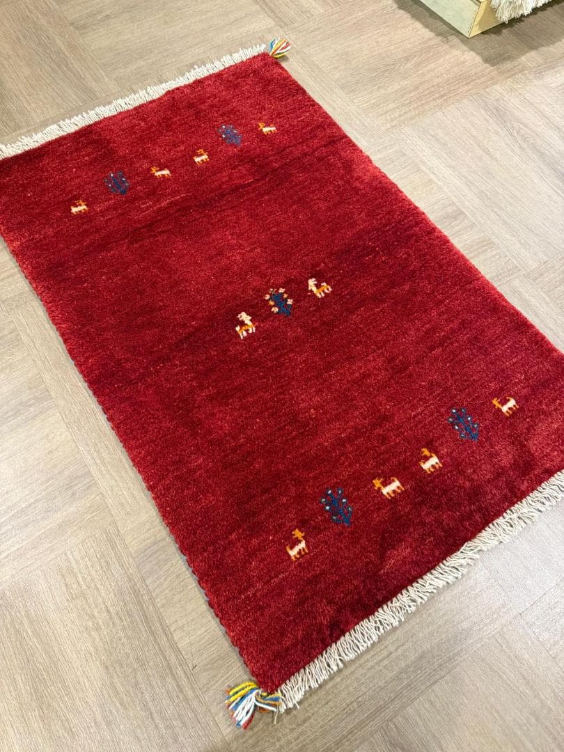 ギャッベ 127x84cm ペルシャ絨毯 手織り ギャベ 玄関マットラグ 絨毯