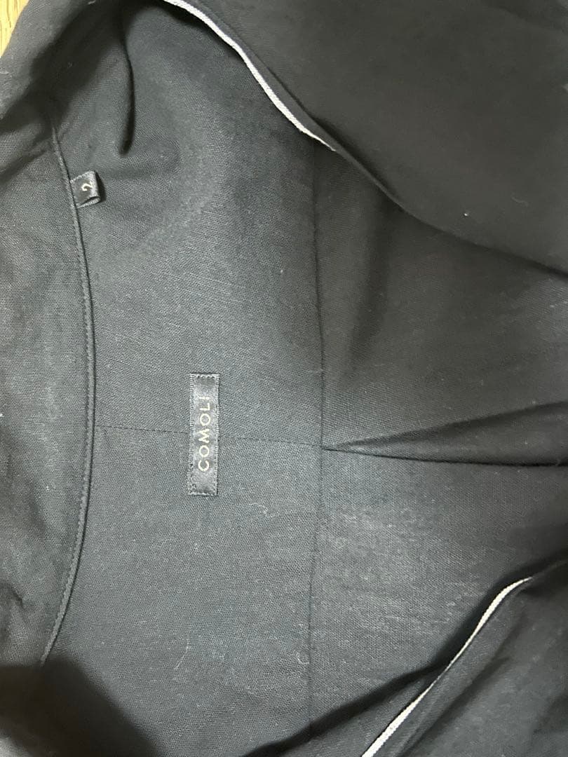 COMOLI ブラックシャツ 100%コットン　コモリ　オープンカラーシャツ
