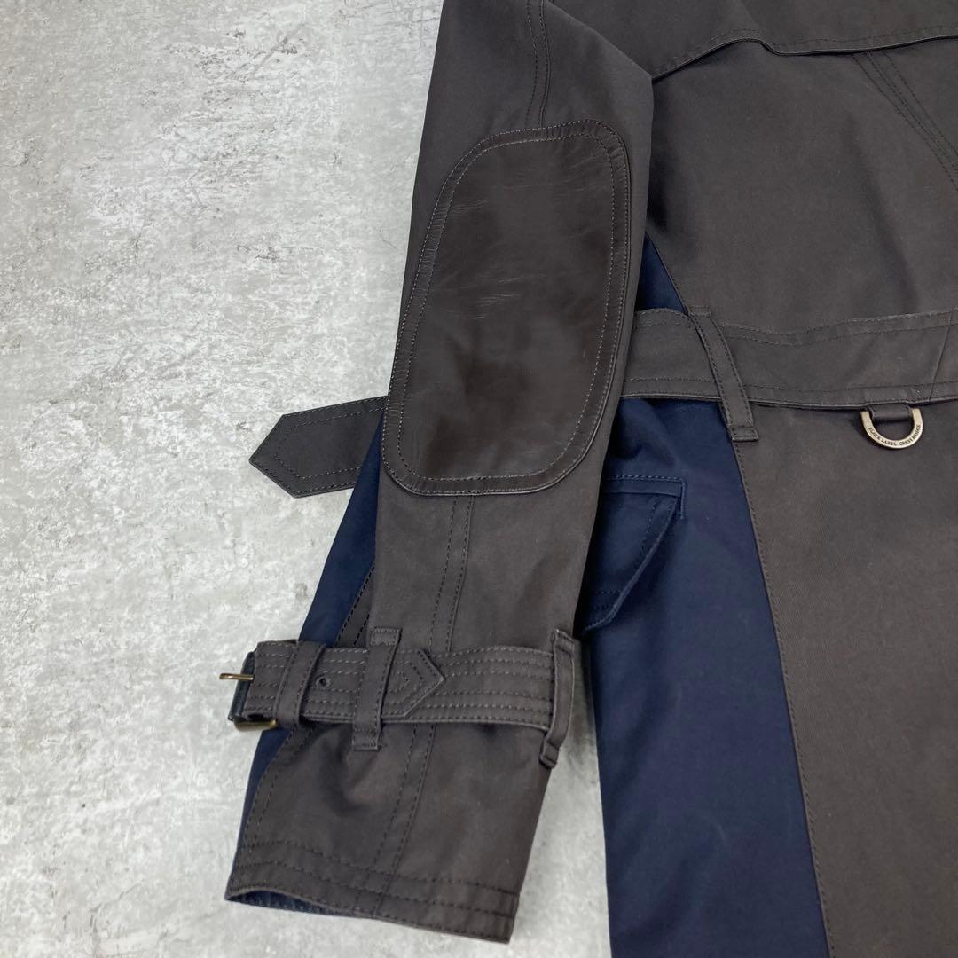 ブラックレーベル　クレストブリッジ　バイカラー　レザーエルボ　トレンチコート　M