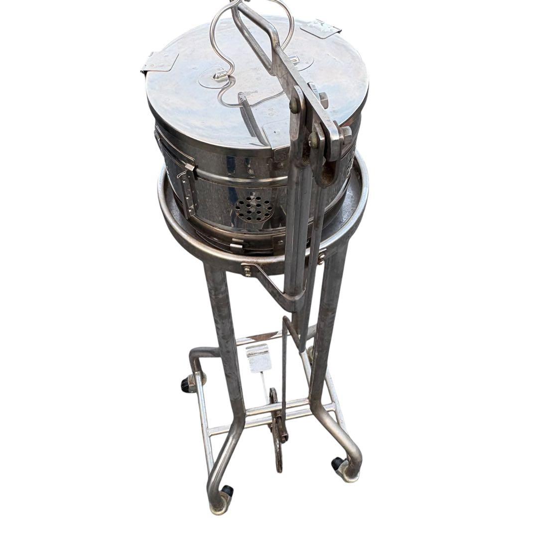 医療用カストスタンド　丸型カスト　ダストボックス　ヴィンテージ　レトロ