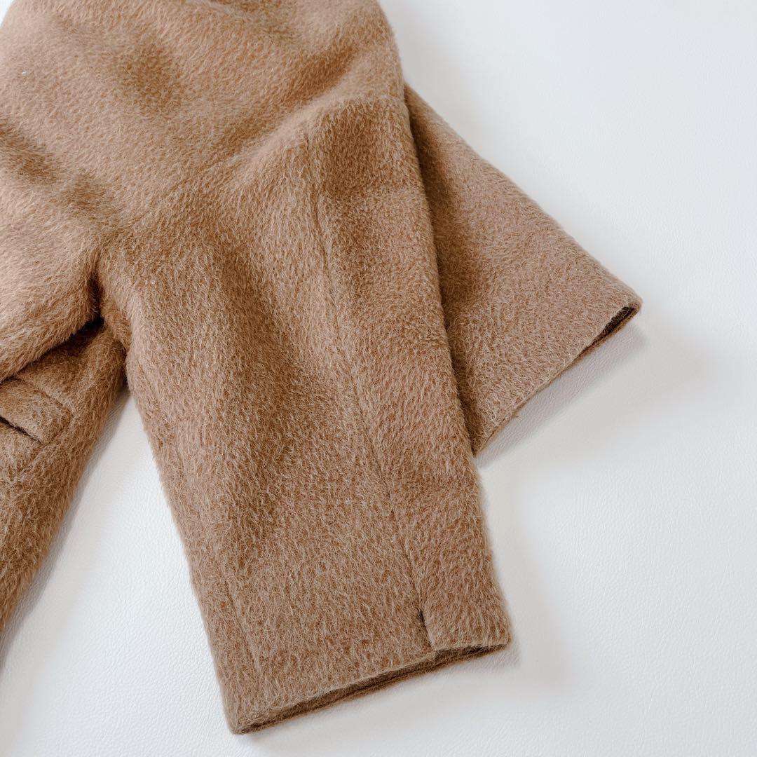 美品✨ SACRA アルパカ　ノーカラーコート　ロング　ゆったり　チェーン　38