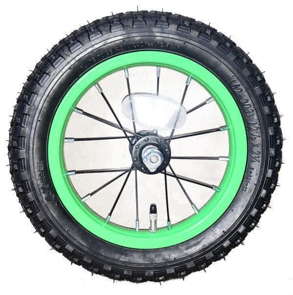 12インチ自転車 幼児車用 前・後輪セット グリーン タイヤ・フリー・ブレーキ付