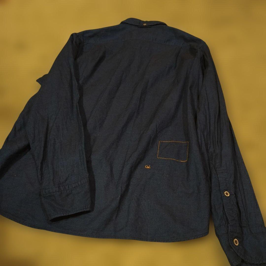 美品　４５R　45rpm　インディゴシャツ　タツノオトシゴ刺繍