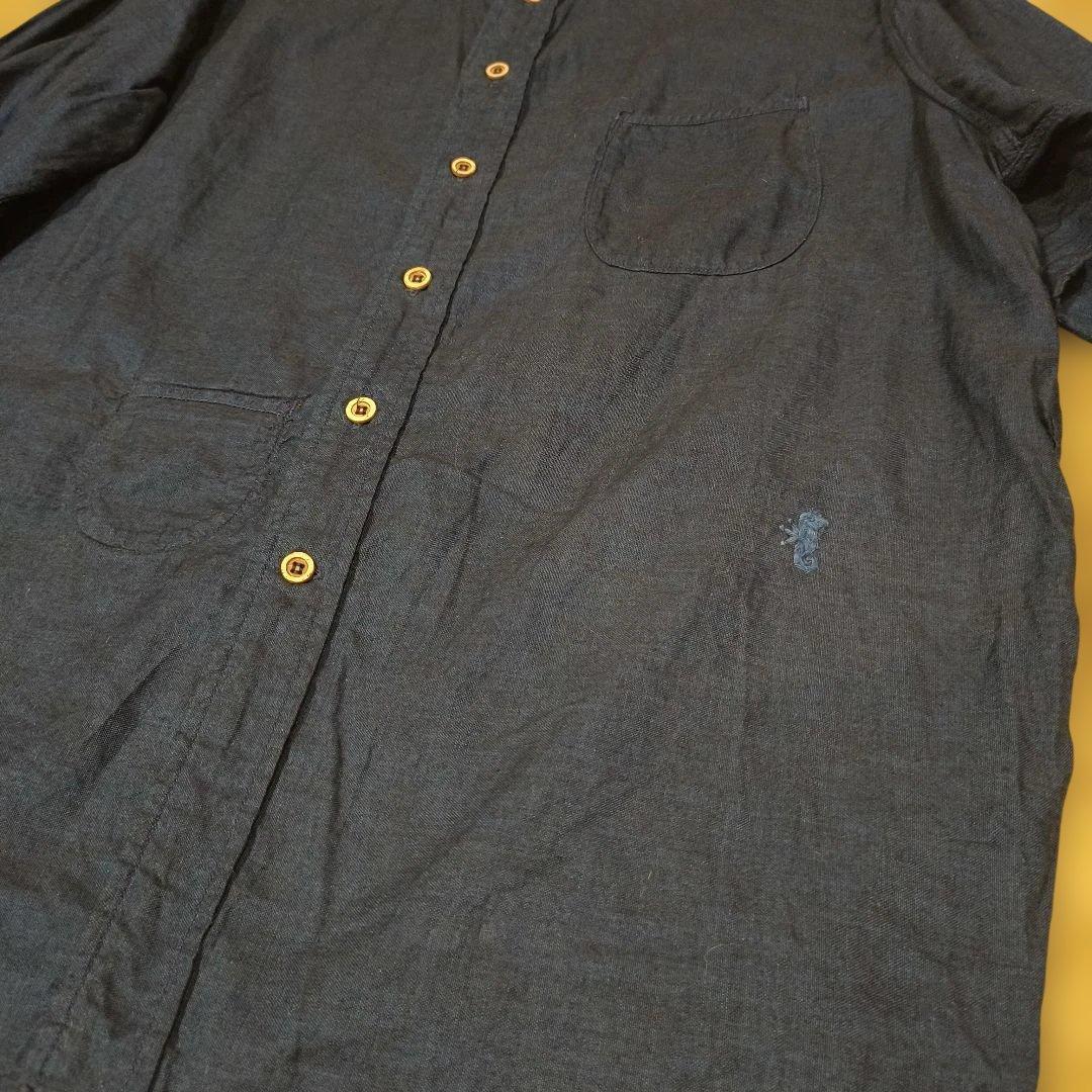 美品　４５R　45rpm　インディゴシャツ　タツノオトシゴ刺繍