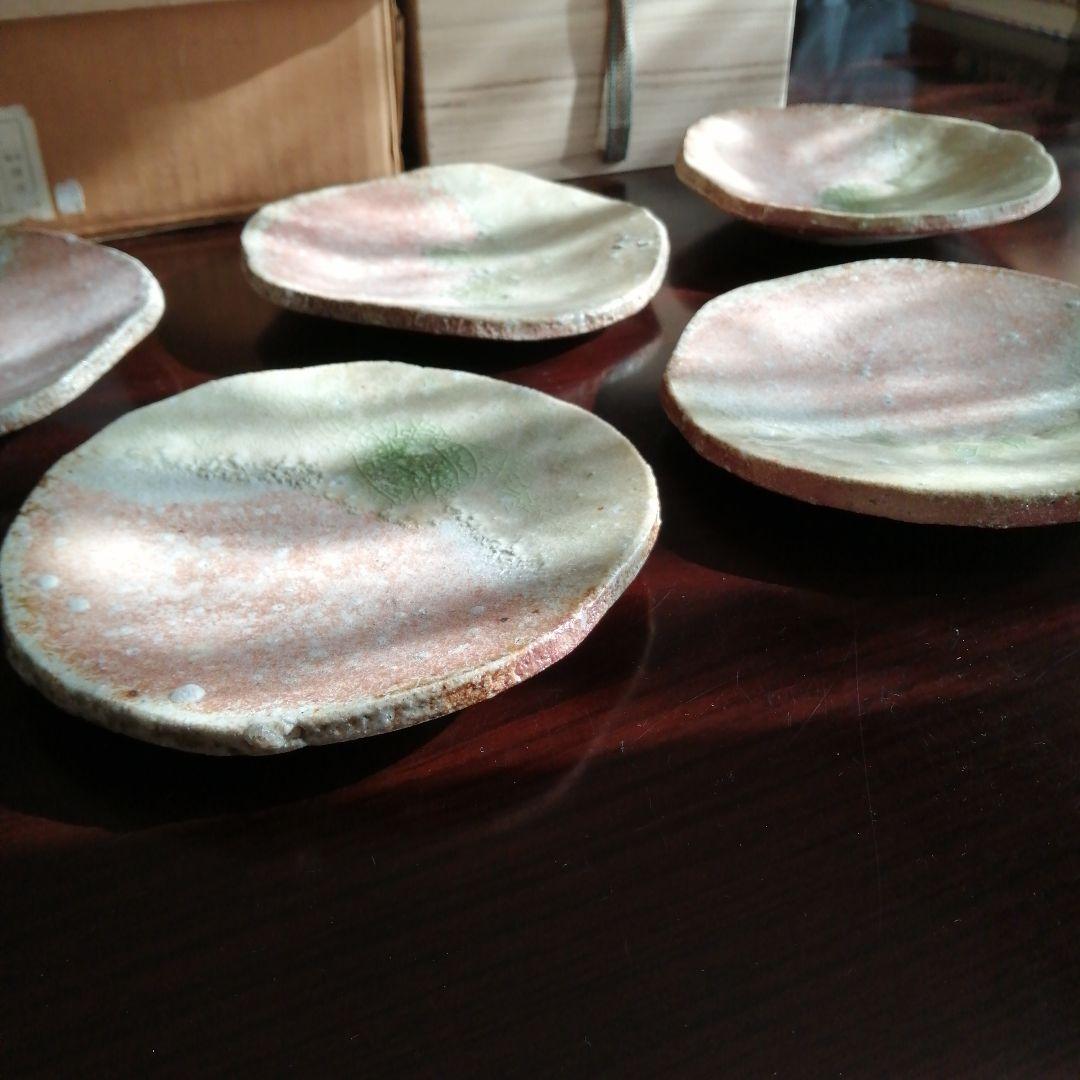 信楽焼　寺垣外窯　杉本貞光　信楽厚手皿　5枚　17cm