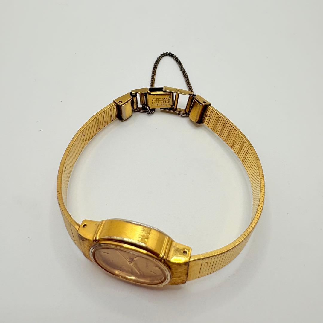 新品電池★稼働 SEIKO セイコー 腕時計 ゴールド オーバル 純正ベルト