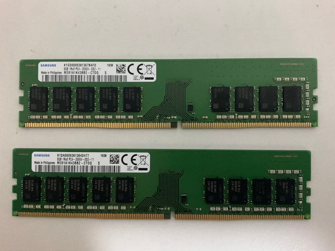 SAMSUNG 8GB 1Rx8 PC4-2666V-ED2-11x2個