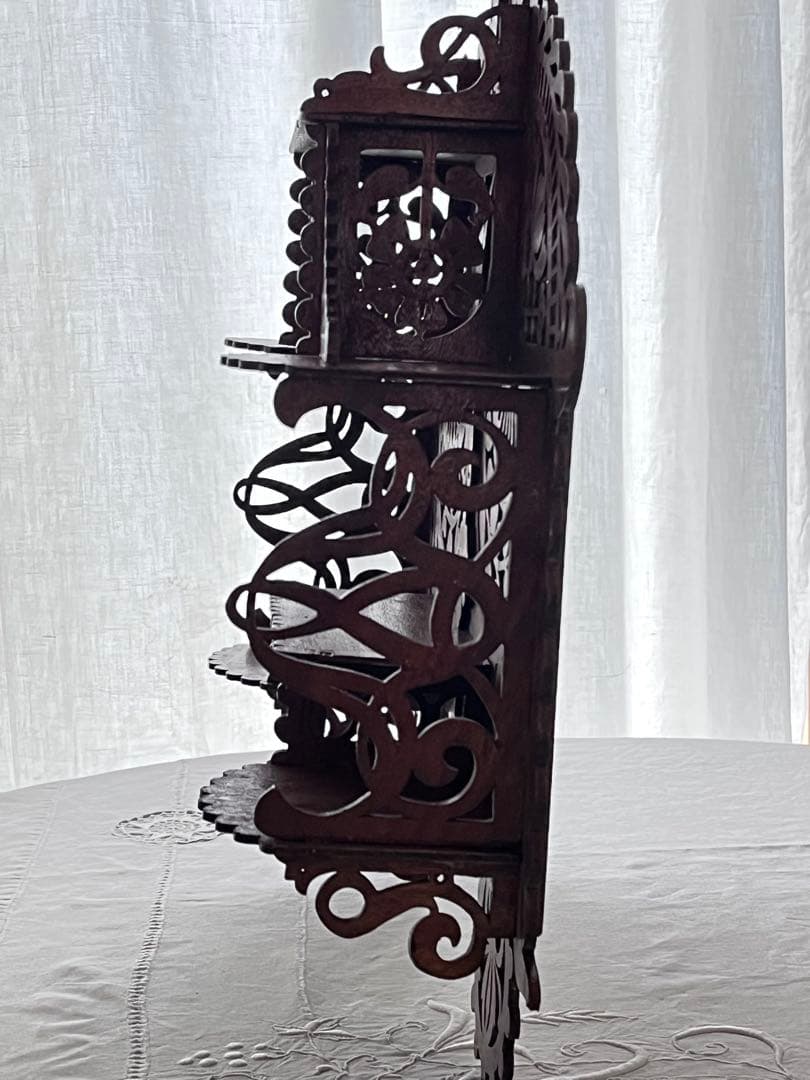 【美品】フランスアンティーク 木細工装飾 木製ウォールシェルフ[2931]