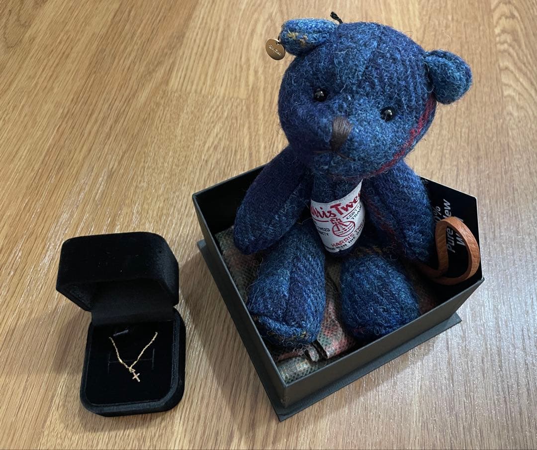 新品未使用 Harris Tweed テディベア ハリスツイード ネックレス付
