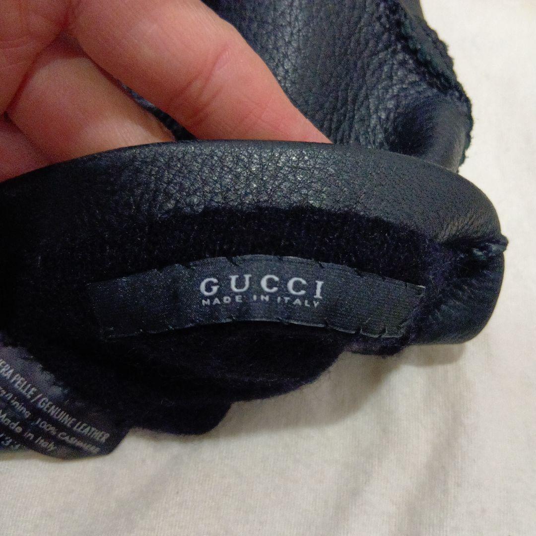 GUCCI ブラック 手袋（鹿革/カシミア）