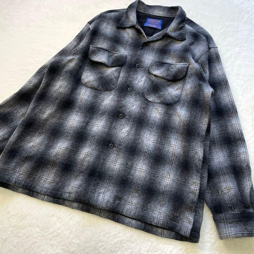 神配色！PENDLETON オンブレチェックボードシャツ 黒白灰 90s