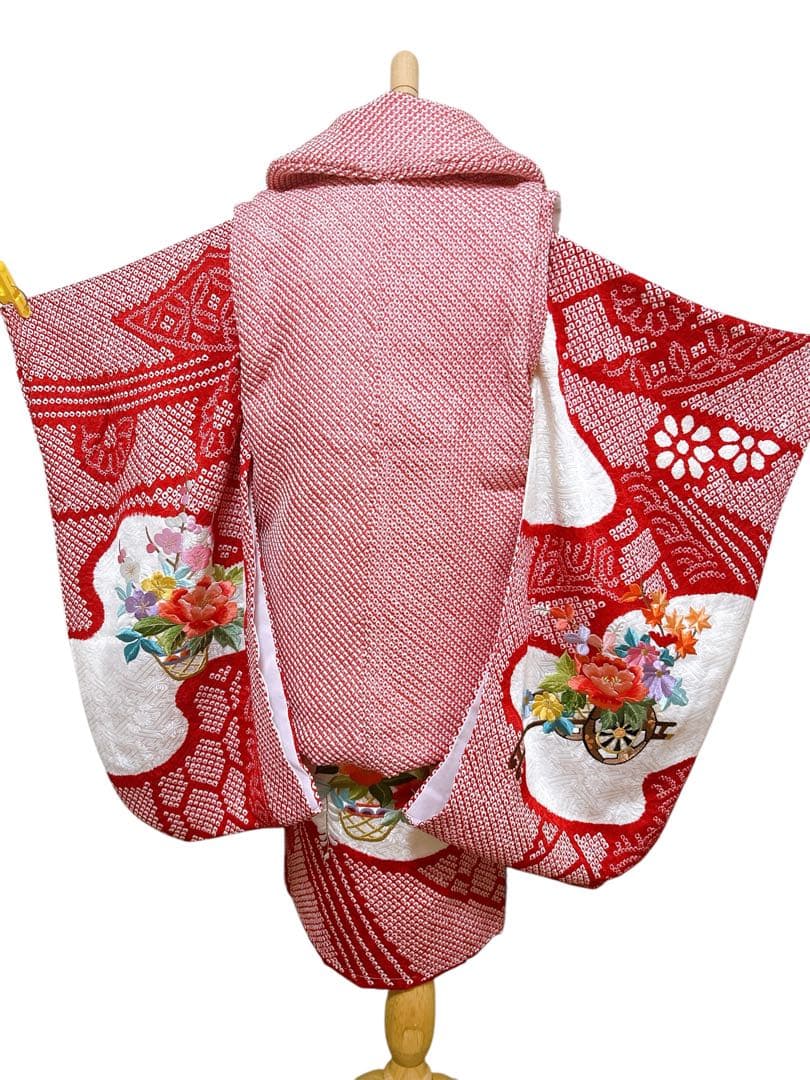 豪華逸品正絹セット♡七五三　3歳　女の子　一式　総絞り被布　赤