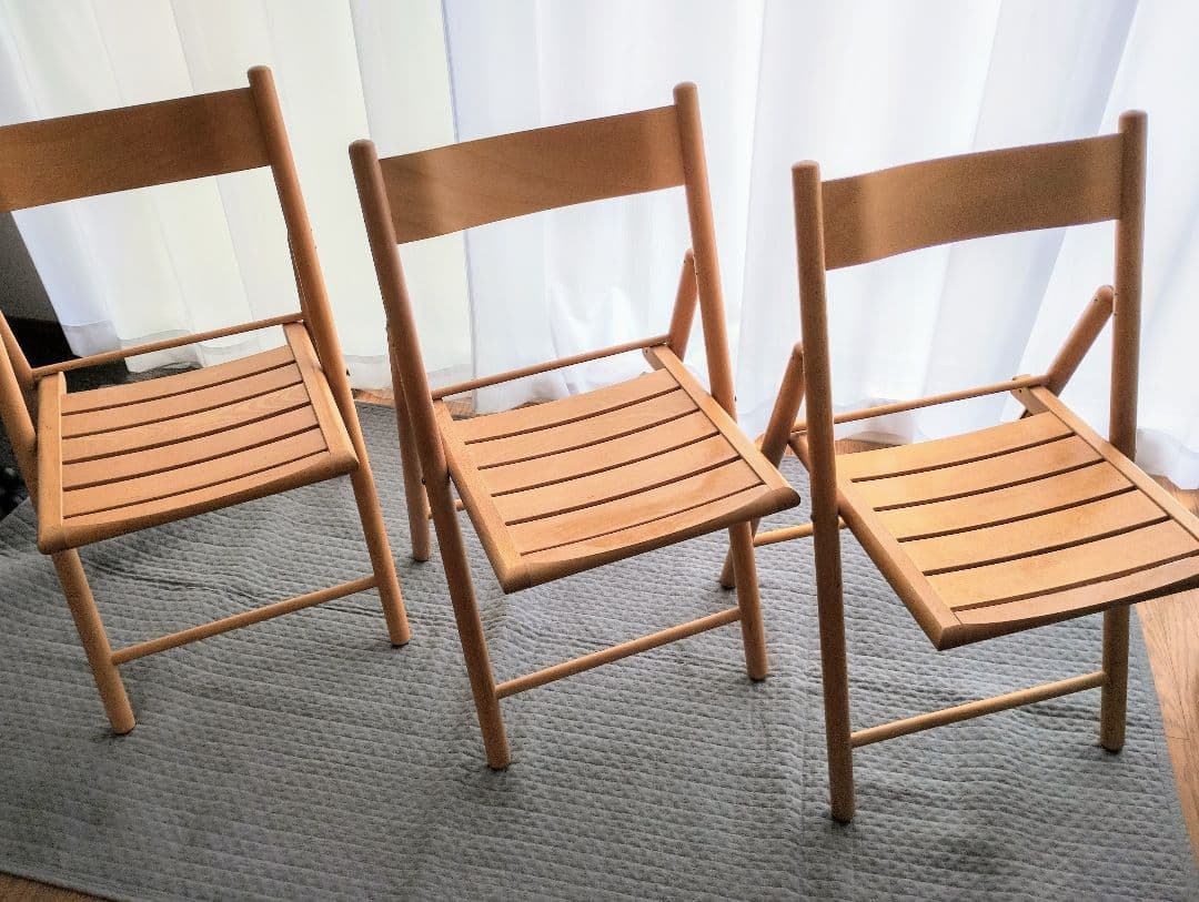 無印良品　折りたたみ木製椅子3脚　ウッドチェア