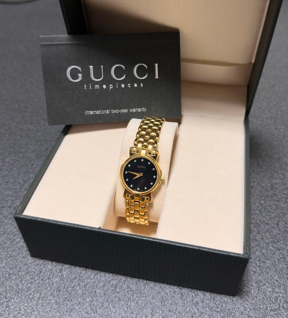 稼動 希少 GUCCI 腕時計 3400L レディース ゴールド 12Pダイヤ