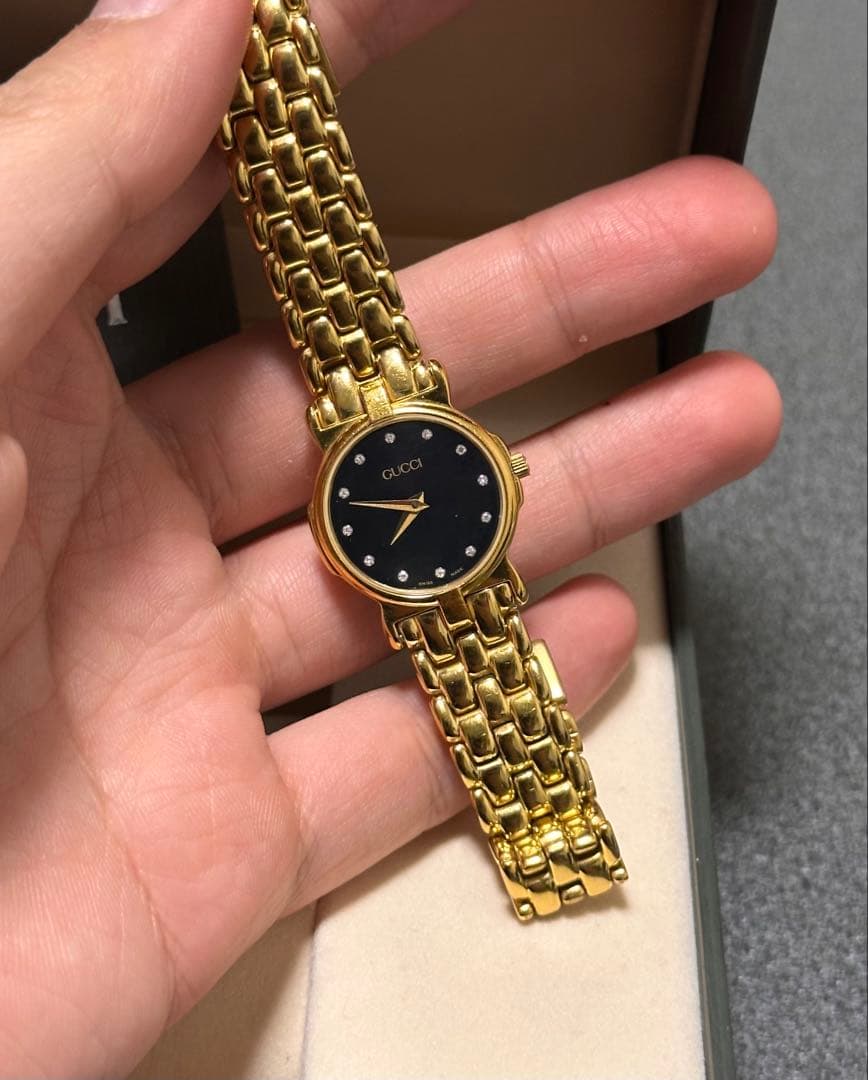 稼動 希少 GUCCI 腕時計 3400L レディース ゴールド 12Pダイヤ