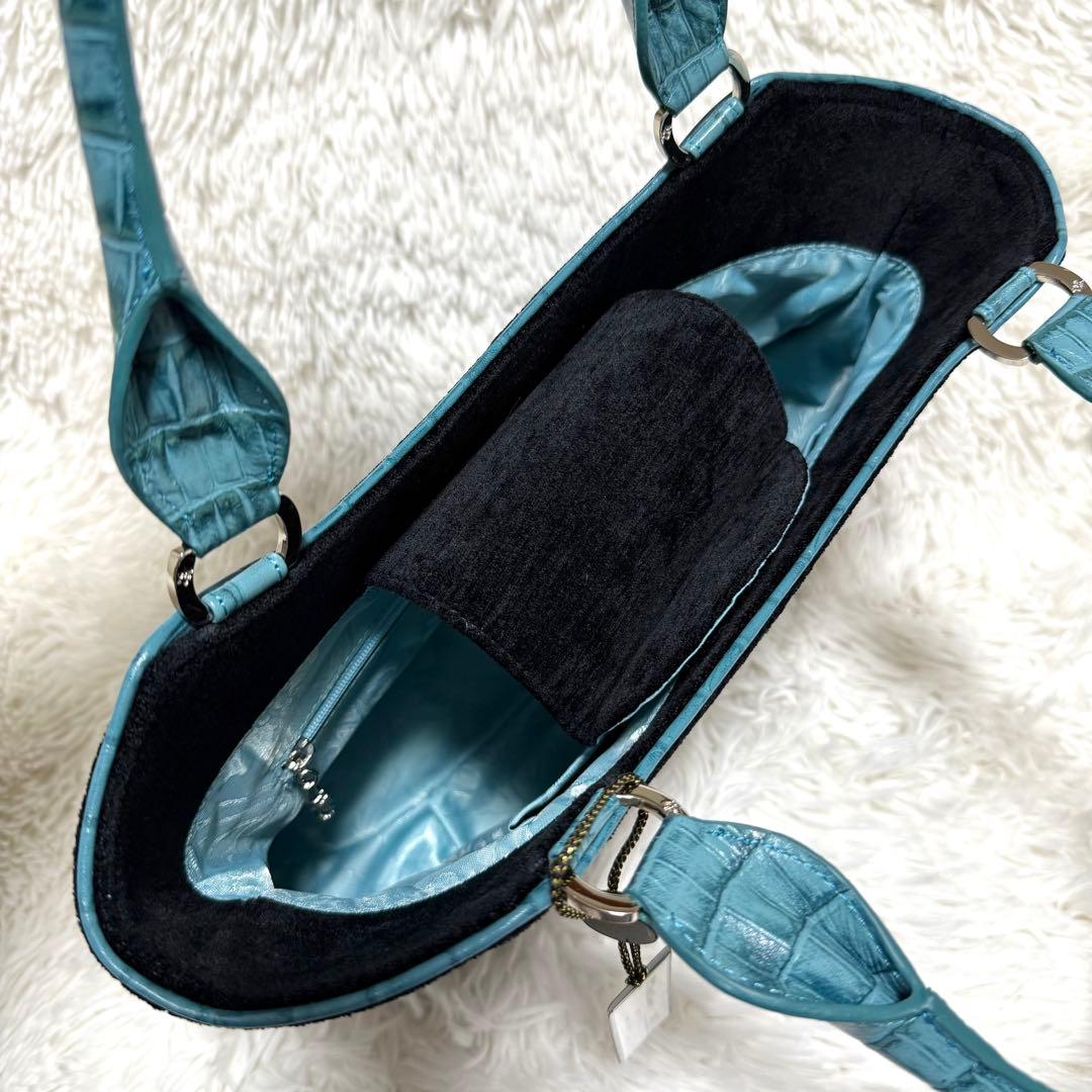 新品タグ付 シンクビー ノートルダム バッグ ブルー トートバッグ スパンコール