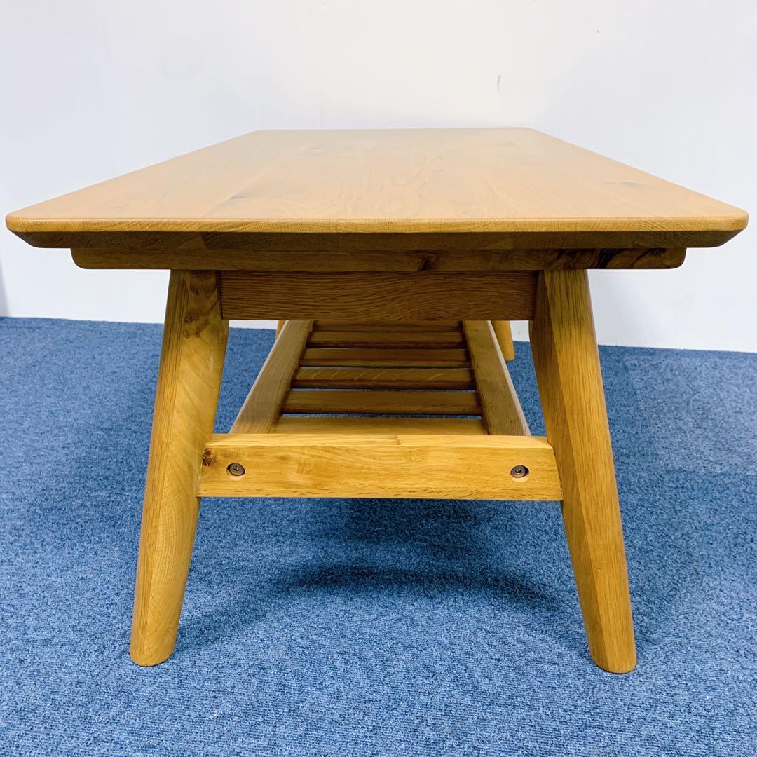 【美品】無垢材　センターテーブル　コーヒーテーブル　90cm ナラ材　オーク材