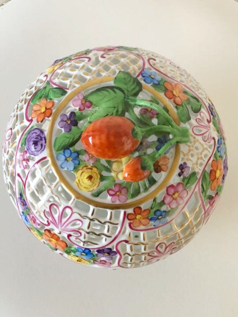 【HERND】ヘレンド　ファンタジー6210 透かしボンボニエール　ストロベリー