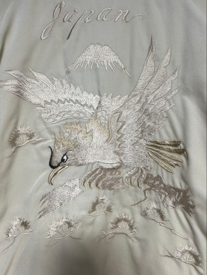 テーラー東洋　別珍　スカジャン　 ホワイトイーグル×ブラックタイガー　サイズL