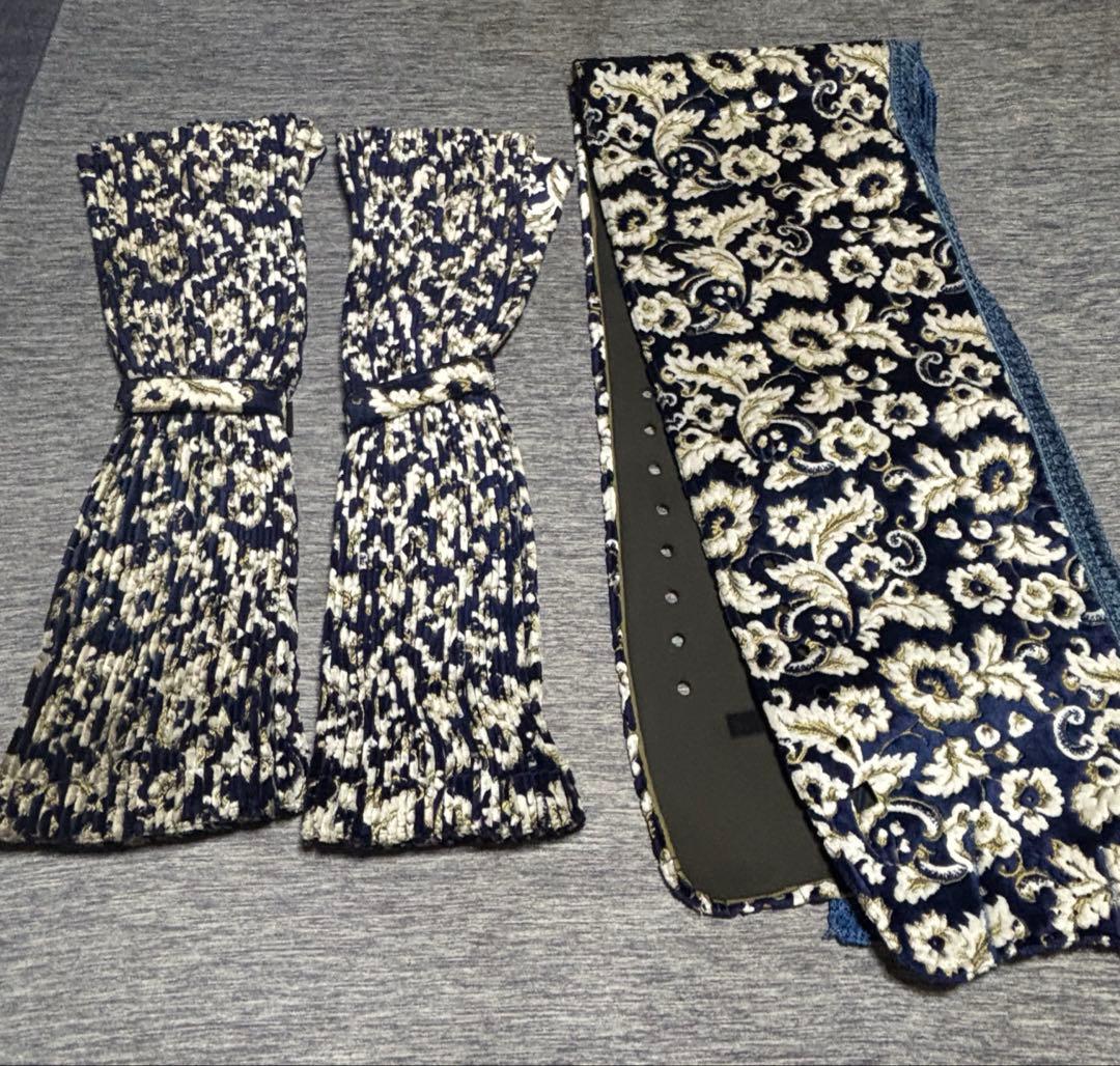 金華山　小雪　ネイビー　アコーディオンカーテン　ダッシュマットセット