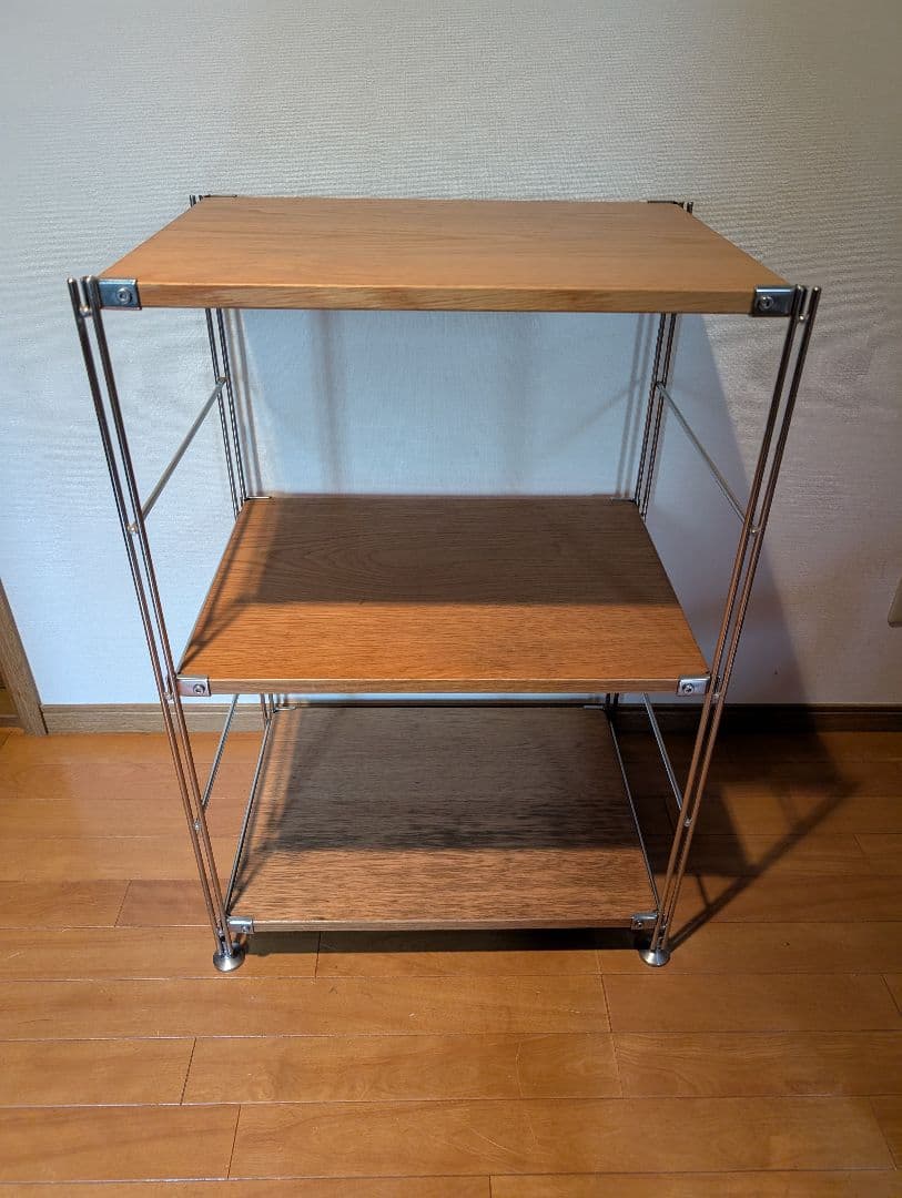 《送料込》無印良品 ステンレスユニットシェルフ オーク材棚 家具 シルバーラック