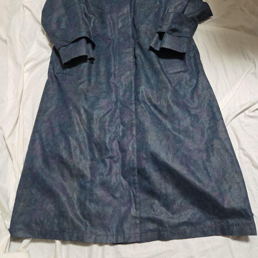 ​美品！ロンドンフォグ 紺×紫花柄Aラインロングコート ライナー付 米国製