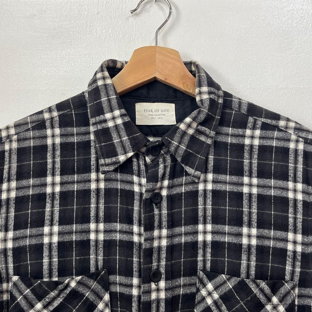FEAR OF GOD 3rd カットオフ 半袖チェックシャツ サイズL
