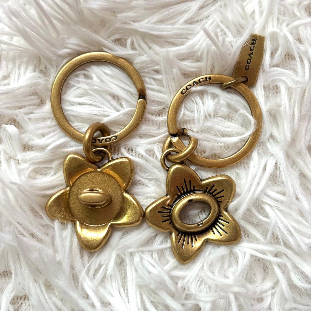 ✨希少/極美品✨コーチ キーリング ティーローズ ターンロック 花柄 ゴールド