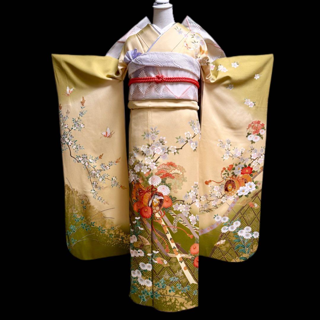 振袖フルセット　やまと誂製　古典柄　正絹長襦袢　裄丈長め　151〜166cm