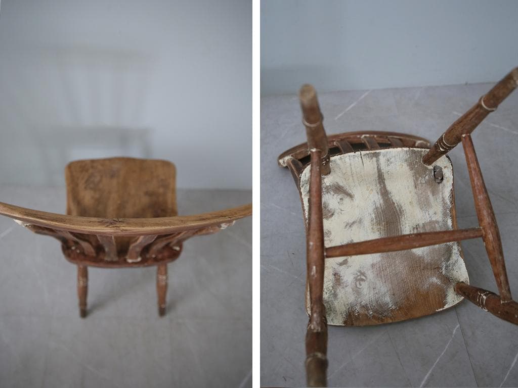 英国アンティーク木製キッチンチェア/ダイニングイス椅子/飾り棚(92-81-1)