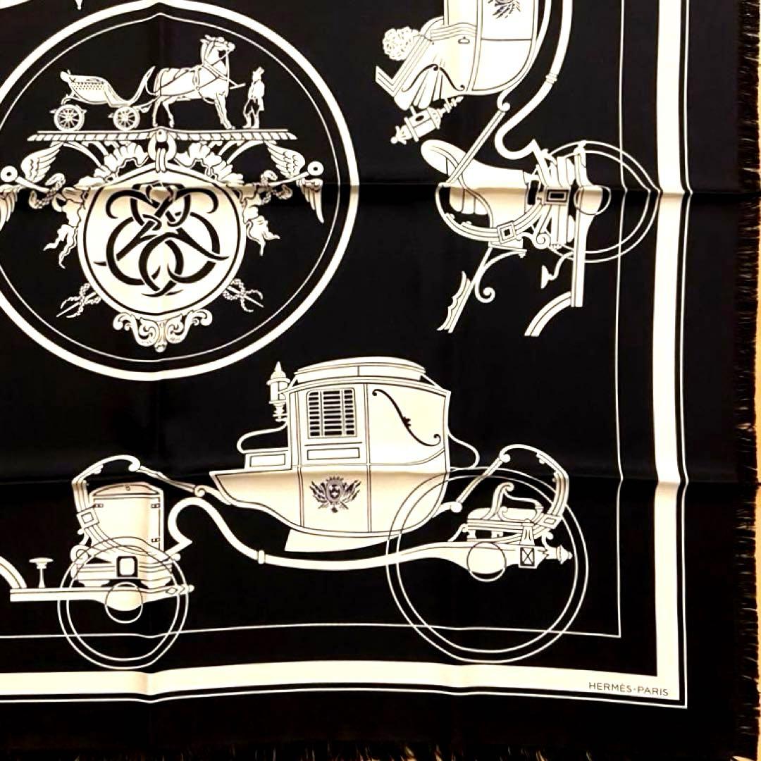 大人気 極美品 エルメス シルクスカーフ カレH80 フリンジ エクスリブリス