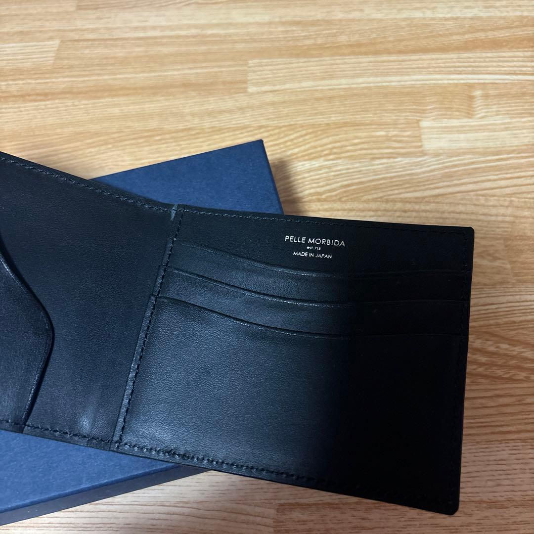 未使用級 PELLE MORBIDA マネークリップ 財布 二つ折り　黒　本革