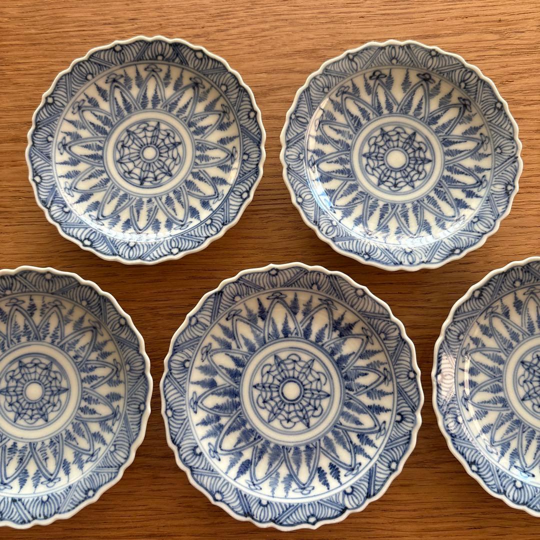 九谷焼　九谷寿楽　嶋田壽楽　嶋田寿楽　上手染付　手書き　豆皿 5客