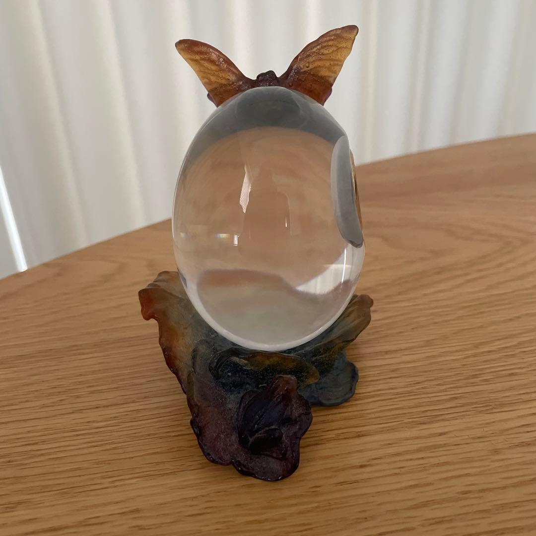 Doum ドーム　クリスタル　ガラス　蝶の装飾付き置時計 卵型